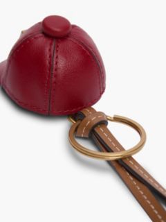 Leather Mini Baseball Cap Bag Charm — Autumn Red 3