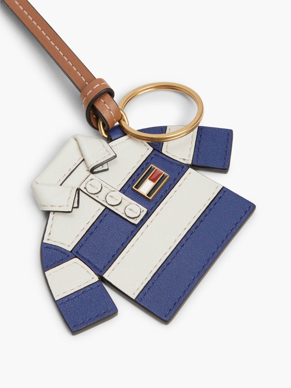 Leather Mini Polo Shirt Bag Charm — Blue