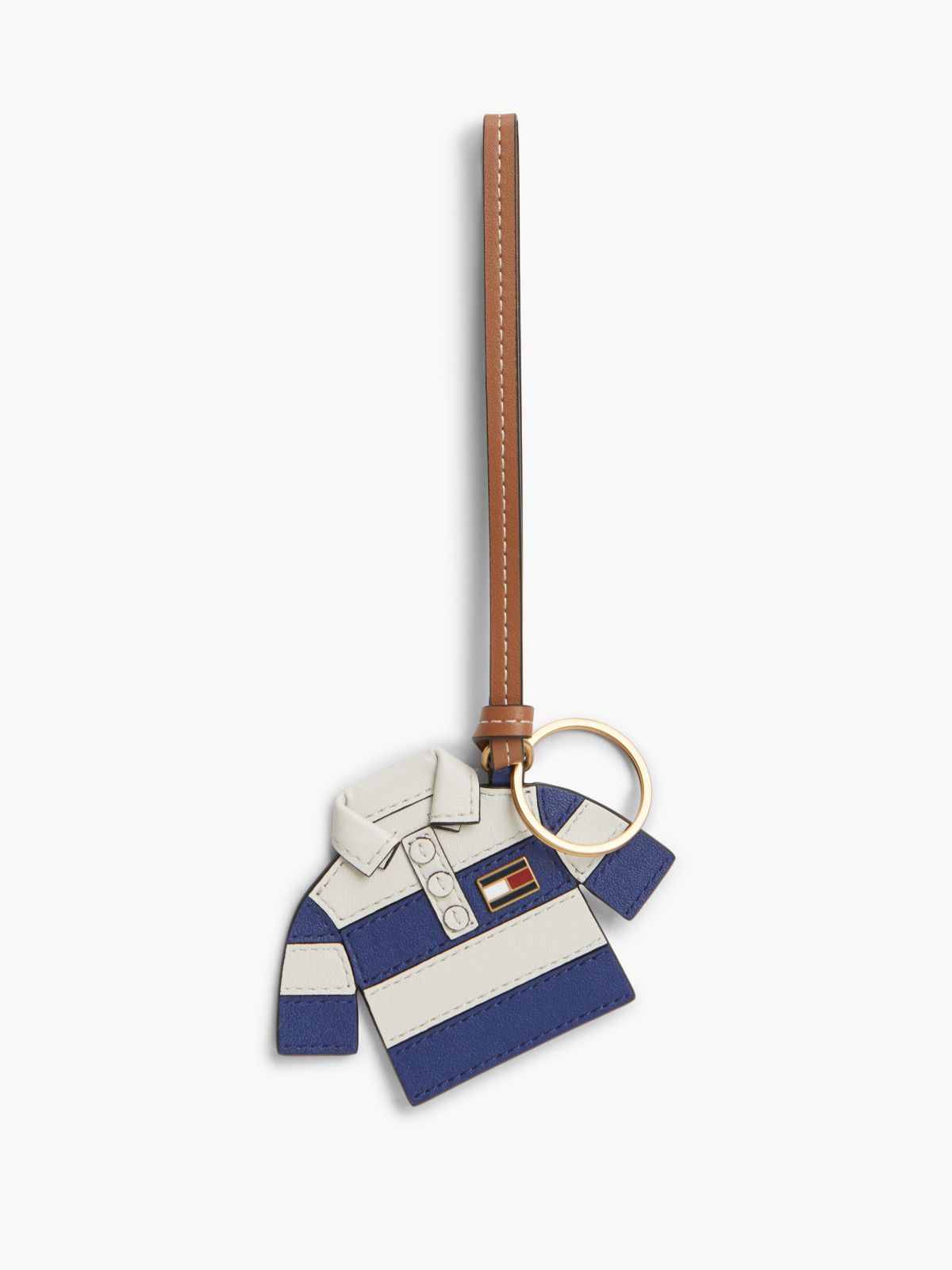 Leather Mini Polo Shirt Bag Charm — Blue