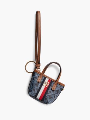 Signature Stripe Monogram Bag Charm, Blue Mix Corp