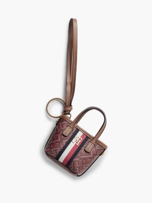 Signature Stripe Monogram Bag Charm, Autumn Red Mix Corp