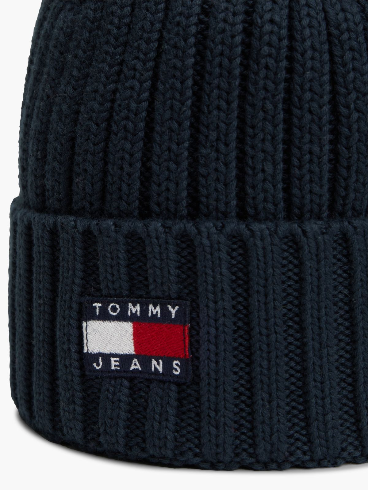 Tommy Jeans Badge Rib-Knit Beanie — Dark Blue