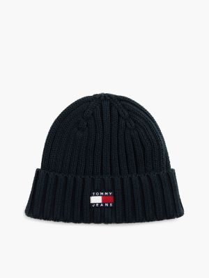 Tommy Jeans Badge Rib-Knit Beanie, Dark Blue