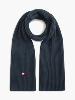 Tommy Jeans Badge Rib-Knit Scarf, Dark Blue