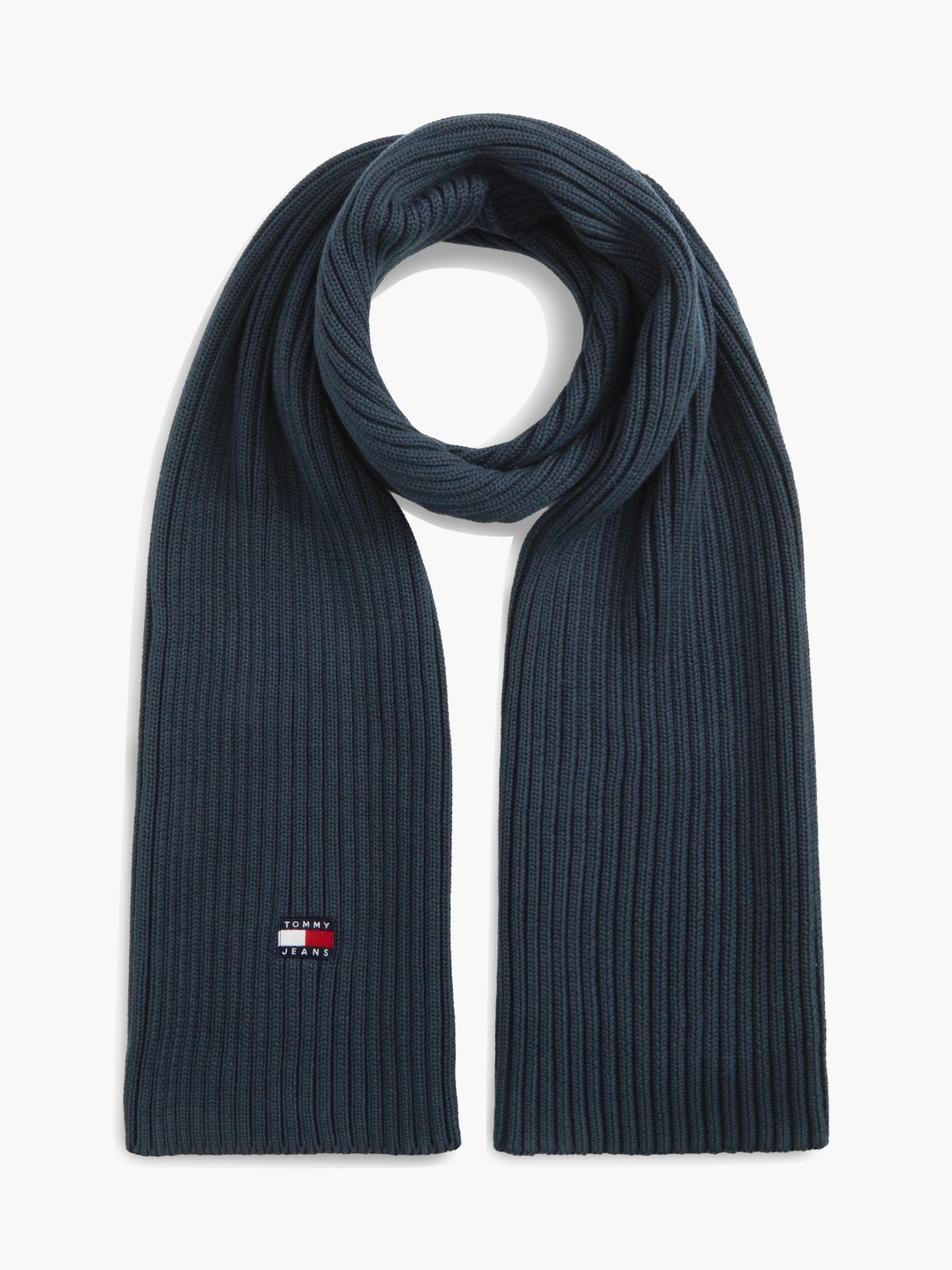 Tommy Jeans Badge Rib-Knit Scarf — Dark Blue