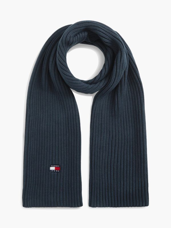 Tommy Jeans Badge Rib-Knit Scarf — Dark Blue