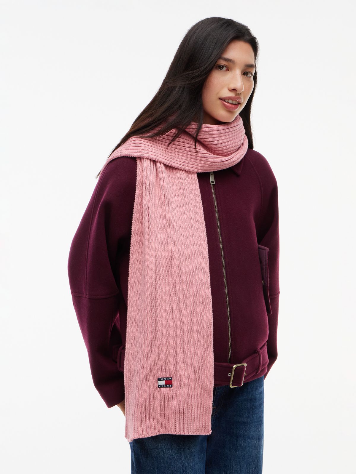 Tommy Jeans Badge Rib-Knit Scarf — Pale Primrose