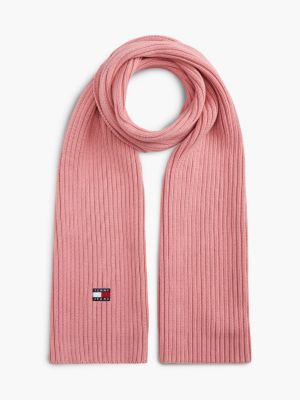 Tommy Jeans Badge Rib-Knit Scarf, Pale Primrose