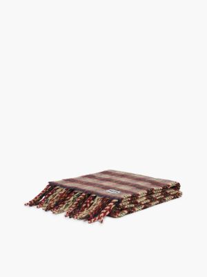 Женские шарфы Tommy Hilfiger Tommy Jeans Plaid Wool-Blend, цвет: Бежевый клетчатый — фото 3
