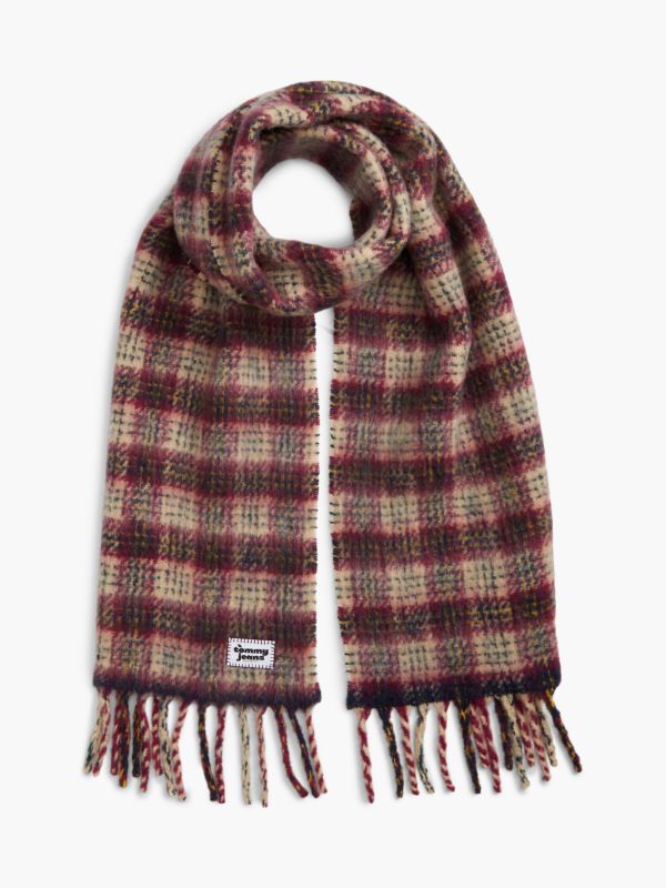 Tommy Jeans Plaid Wool-Blend Scarf — Beige Check