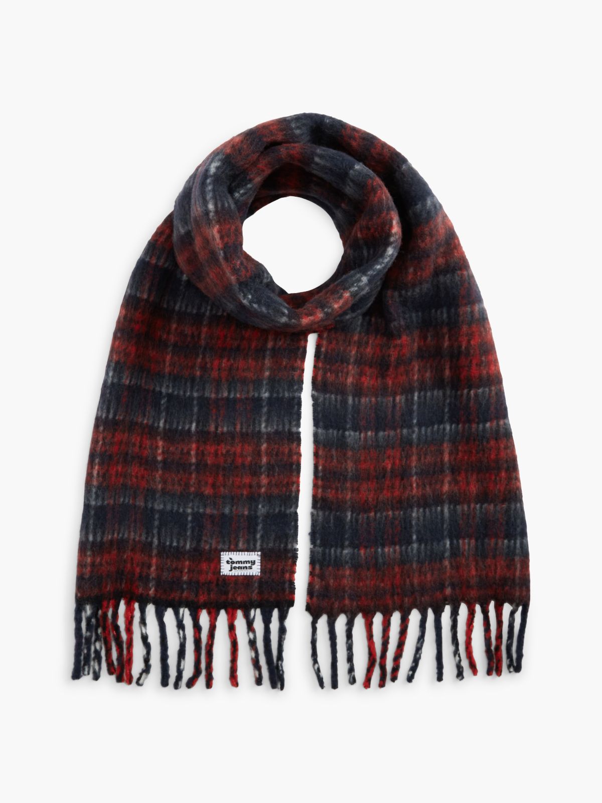 Tommy Jeans Plaid Wool-Blend Scarf — Red Check