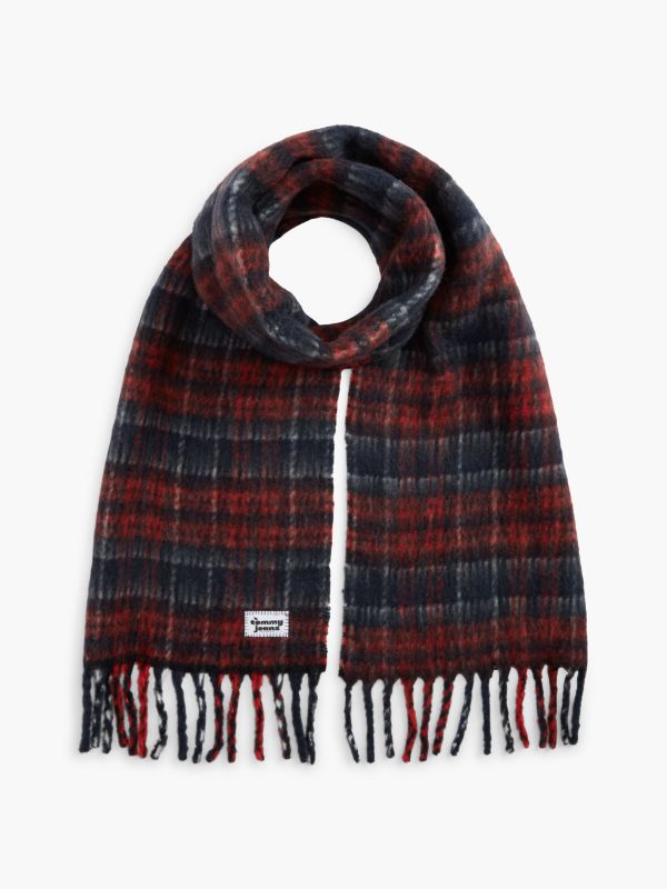 Tommy Jeans Plaid Wool-Blend Scarf — Red Check
