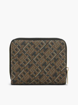 Женский кошелёк Tommy Hilfiger Monogram Print Medium Zip Wallet, цвет: Чёрный — фото 2