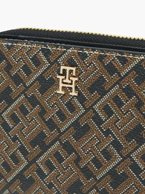 Женский кошелёк Tommy Hilfiger Monogram Print Medium Zip Wallet, цвет: Чёрный — фото 4