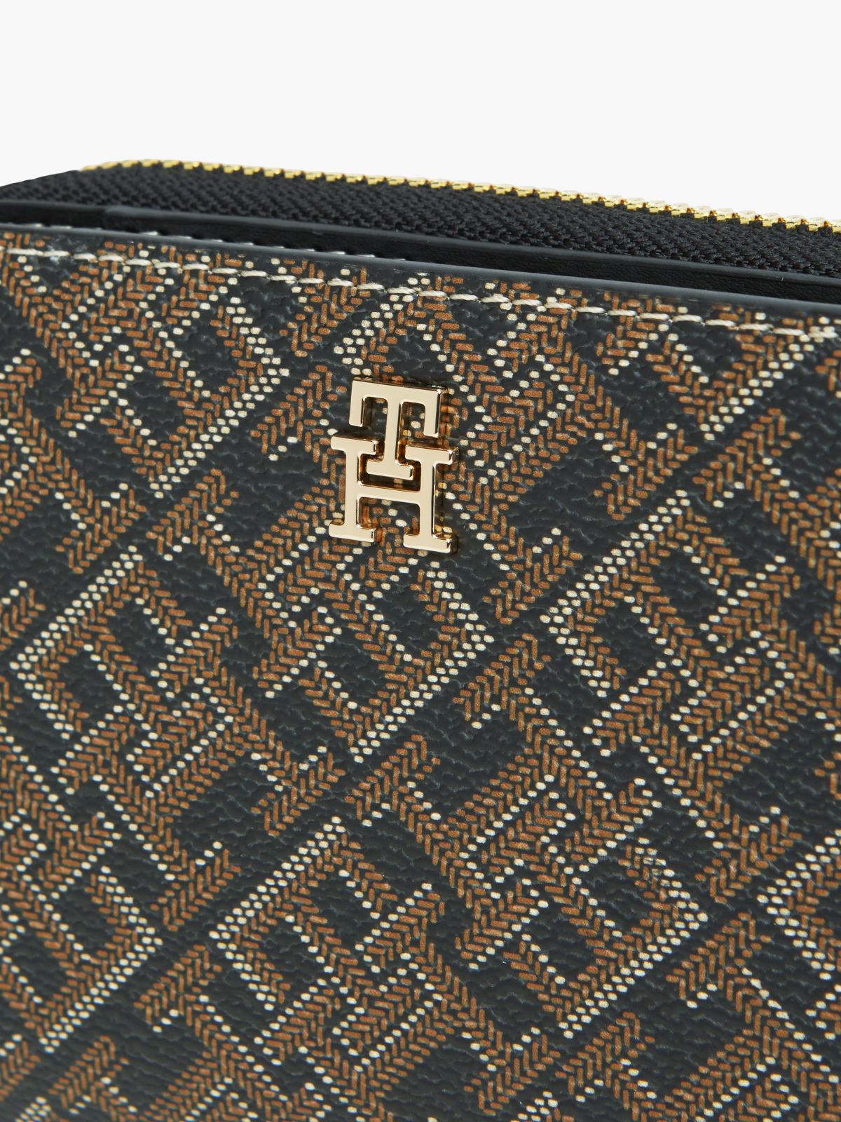 Monogram Print Medium Zip Wallet — Black Mix