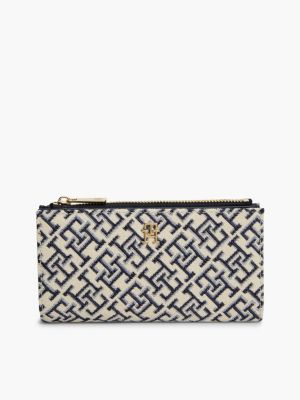 Jacquard Monogram Long Bifold Wallet, Space Blue