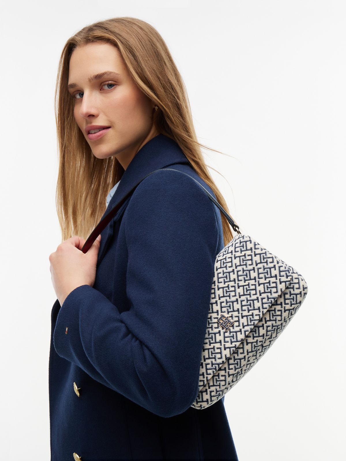Jacquard Monogram Crossbody Bag — Space Blue