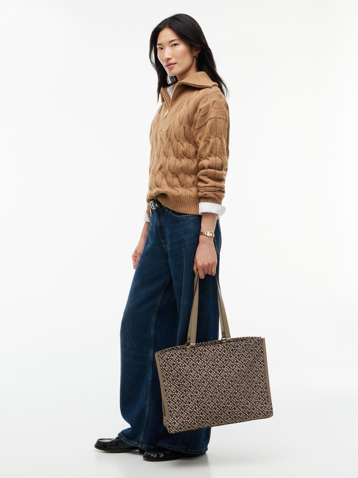 Jacquard Monogram Tote Bag — Tundra Moss