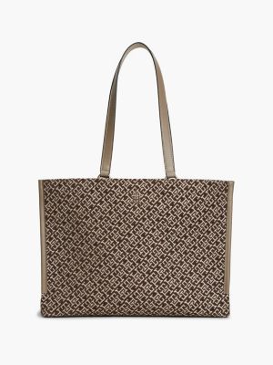 Jacquard Monogram Tote Bag, Tundra Moss