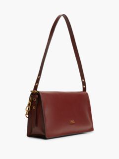 Chain Accent Leather Shoulder Bag — Oxblood 3
