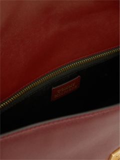 Chain Accent Leather Shoulder Bag — Oxblood 4