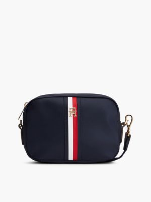 Monogram Signature Stripe Crossbody Bag, Space Blue
