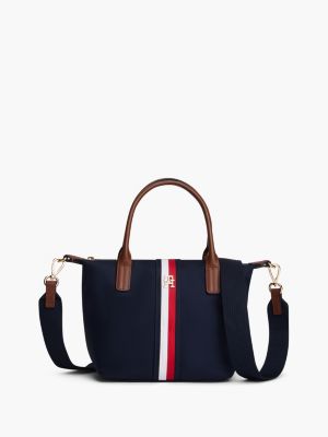 Monogram Signature Stripe Mini Tote Bag, Space Blue