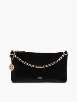 Velvet Chain Strap Mini Bag, Black