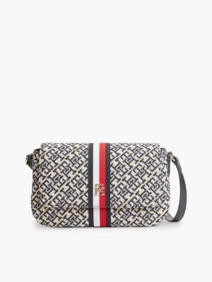 Signature Stripe Jacquard Crossbody Bag, Space Blue
