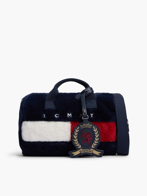 Tommy Jeans Faux Fur Micro Duffel Bag — Navy Blue