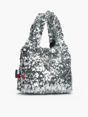 Женская сумка Tommy Jeans Sequined Mini, цвет: Серебряный — фото 3
