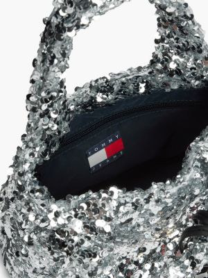 Женская сумка Tommy Jeans Sequined Mini, цвет: Серебряный — фото 4