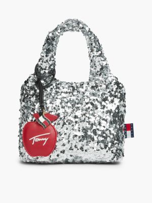 Tommy Jeans Sequined Mini Tote Bag, Silver