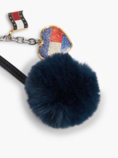 Tommy Jeans Heart & Pom-Pom Bag Charm — Shiny Nickel / Navy 3
