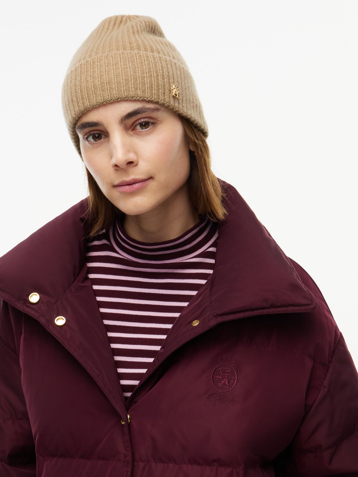 Monogram Hardware Cashmere Beanie — Horseradish