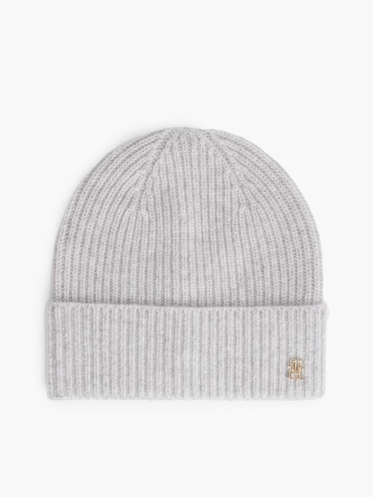 Monogram Hardware Cashmere Beanie — Light Grey Heather