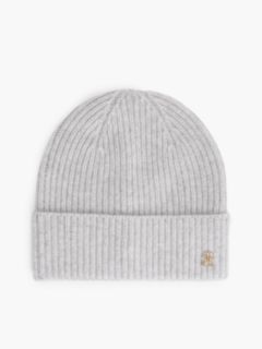 Monogram Hardware Cashmere Beanie — Light Grey Heather 1