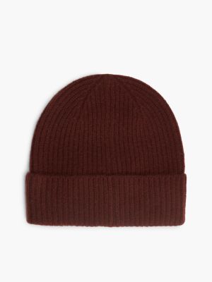 Женская шапка Tommy Hilfiger Monogram Hardware Cashmere Beanie, цвет: Глубокий бордовый — фото 2