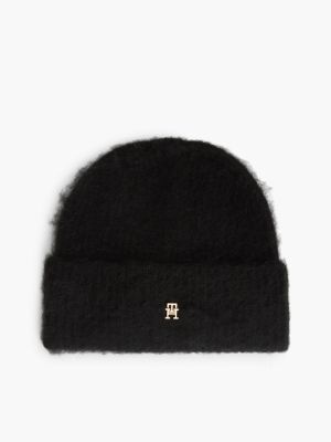 Monogram Knit Beanie, Black