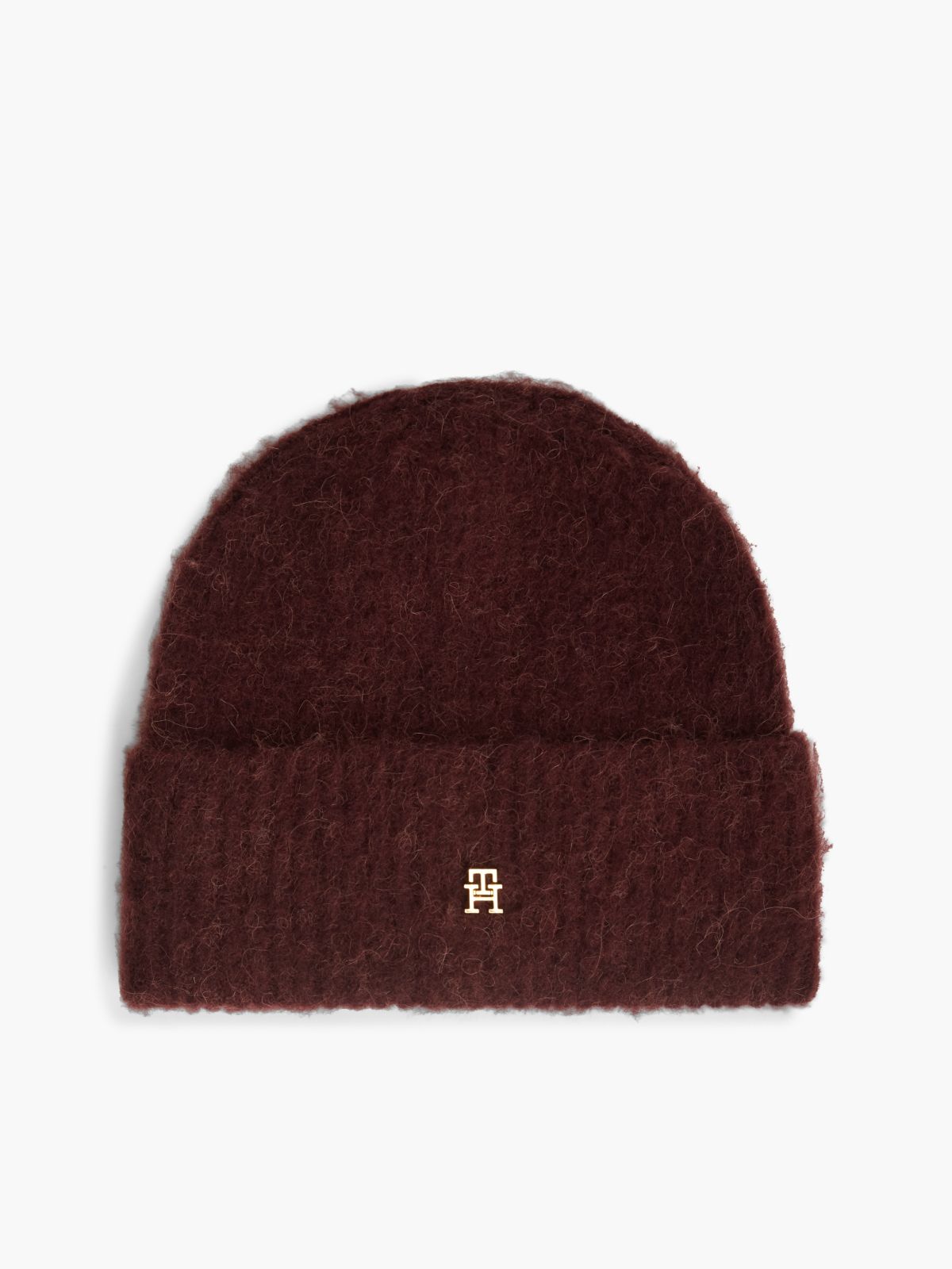 Monogram Knit Beanie — Deep Burgundy