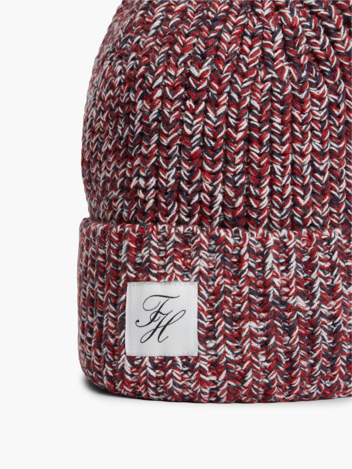 Script Monogram Patch Marled Beanie — Red White & Blue