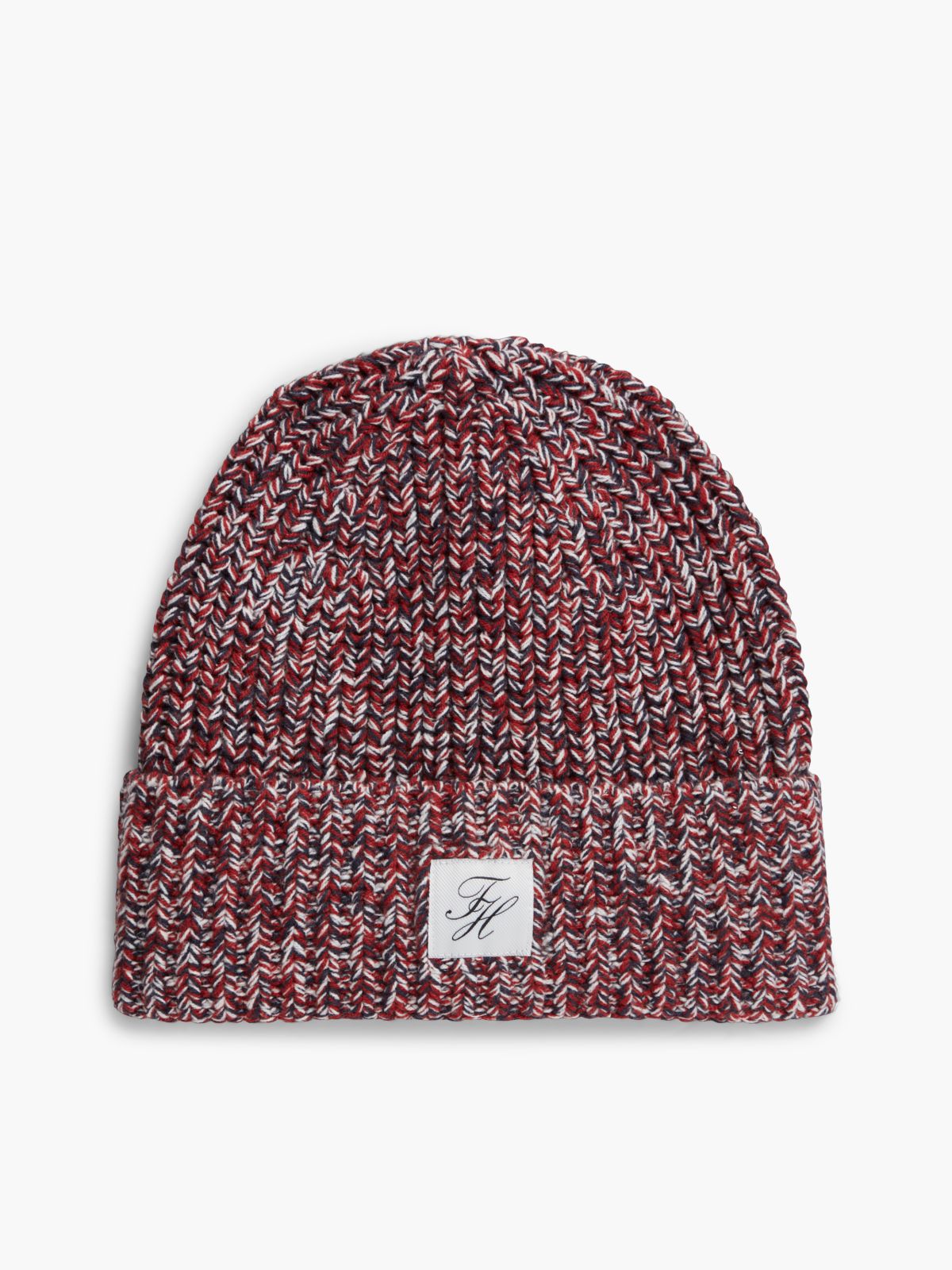 Script Monogram Patch Marled Beanie — Red White & Blue