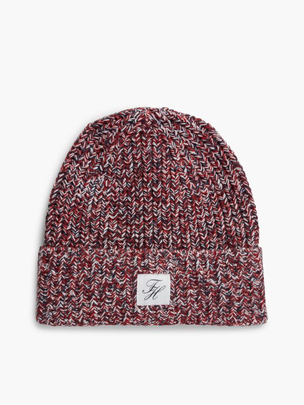 Script Monogram Patch Marled Beanie — Red White & Blue