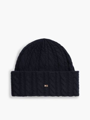 Lightweight Cable Knit Beanie, Space Blue