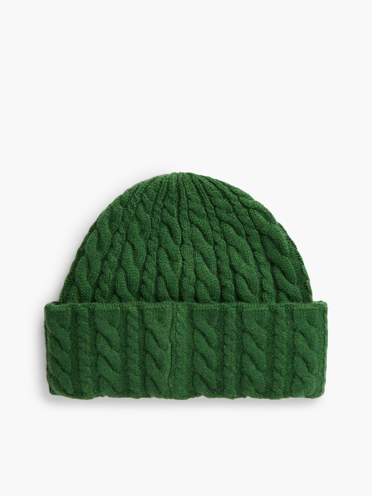 Lightweight Cable Knit Beanie — Deep Evergreen
