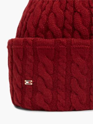 Женская шапка Tommy Hilfiger Lightweight Cable Knit Beanie, цвет: Красный — фото 3