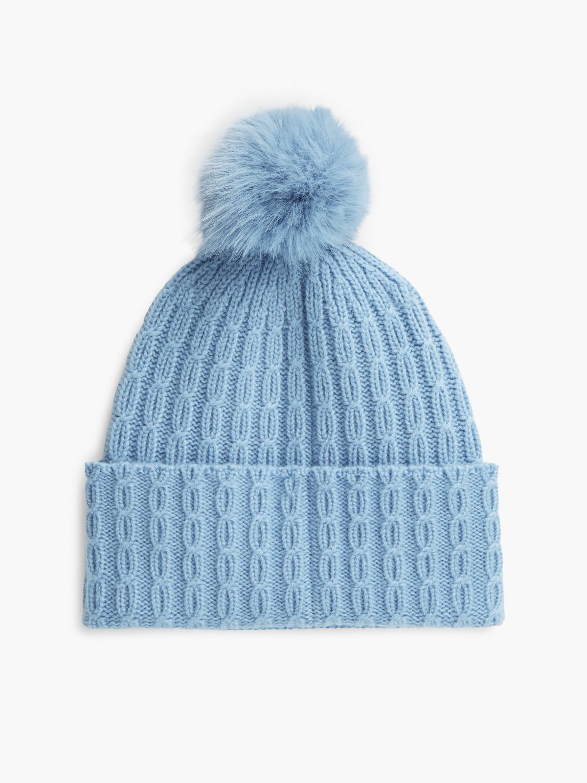 Cable Knit Wool-Blend Pom Beanie — Southern Sky