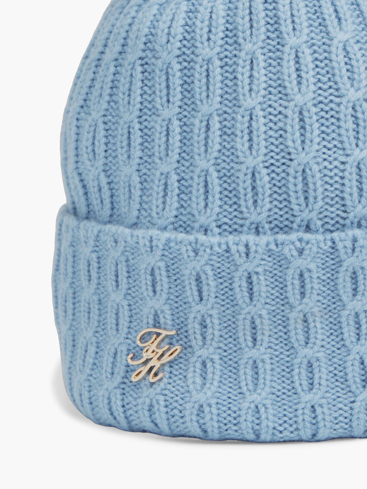 Cable Knit Wool-Blend Pom Beanie — Southern Sky