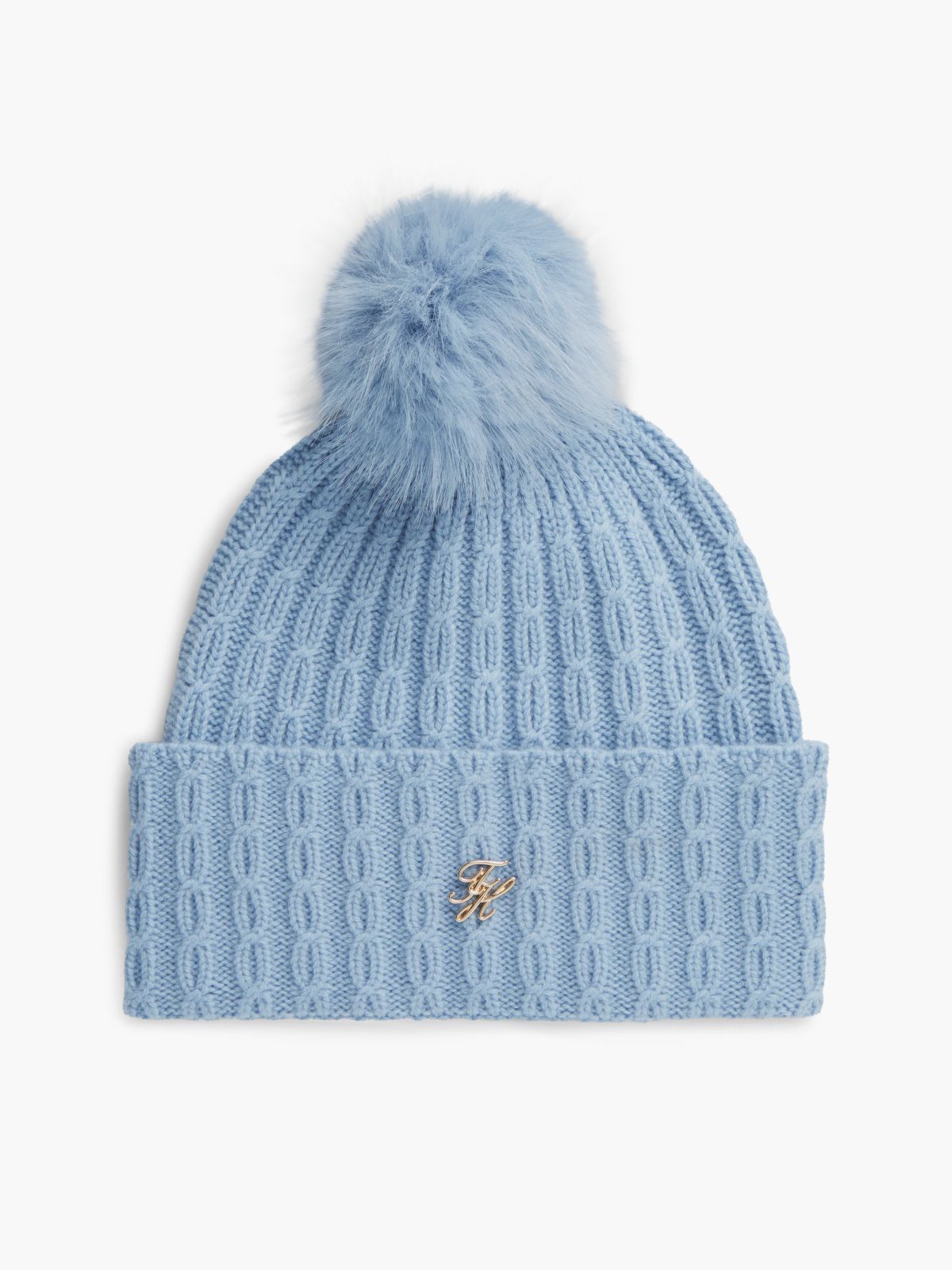 Cable Knit Wool-Blend Pom Beanie — Southern Sky