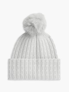 Cable Knit Wool-Blend Pom Beanie — Light Cast 2